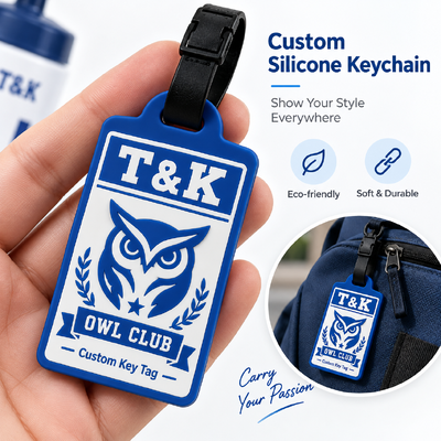 Étiquettes de sac personnalisées en silicone avec logo 3D pour sacs à dos, porte-clés et accessoires