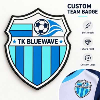 Patchs logo TPU personnalisés haute fréquence pour maillots de football et vêtements d'équipe