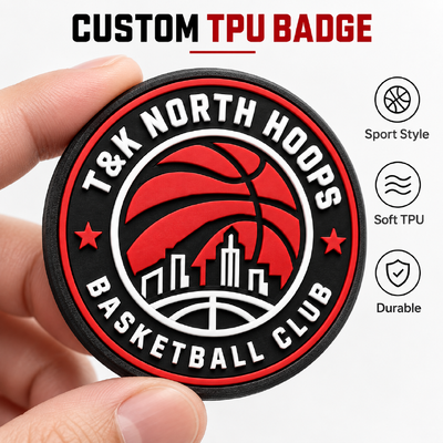 Patchs brodés personnalisés en TPU souple avec logo de basket-ball 3D et thermocollant pour patchs de broderie de vêtements