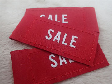 Logo blanc d'impression en soie sur les labels tissés d'habillement pour la veste confortable